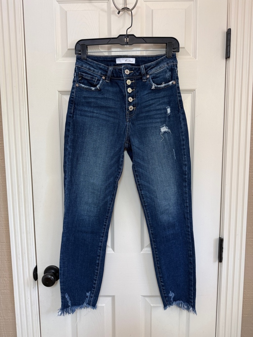 KanCan Dark Blue Ankle Crop Button-Fly Jeans